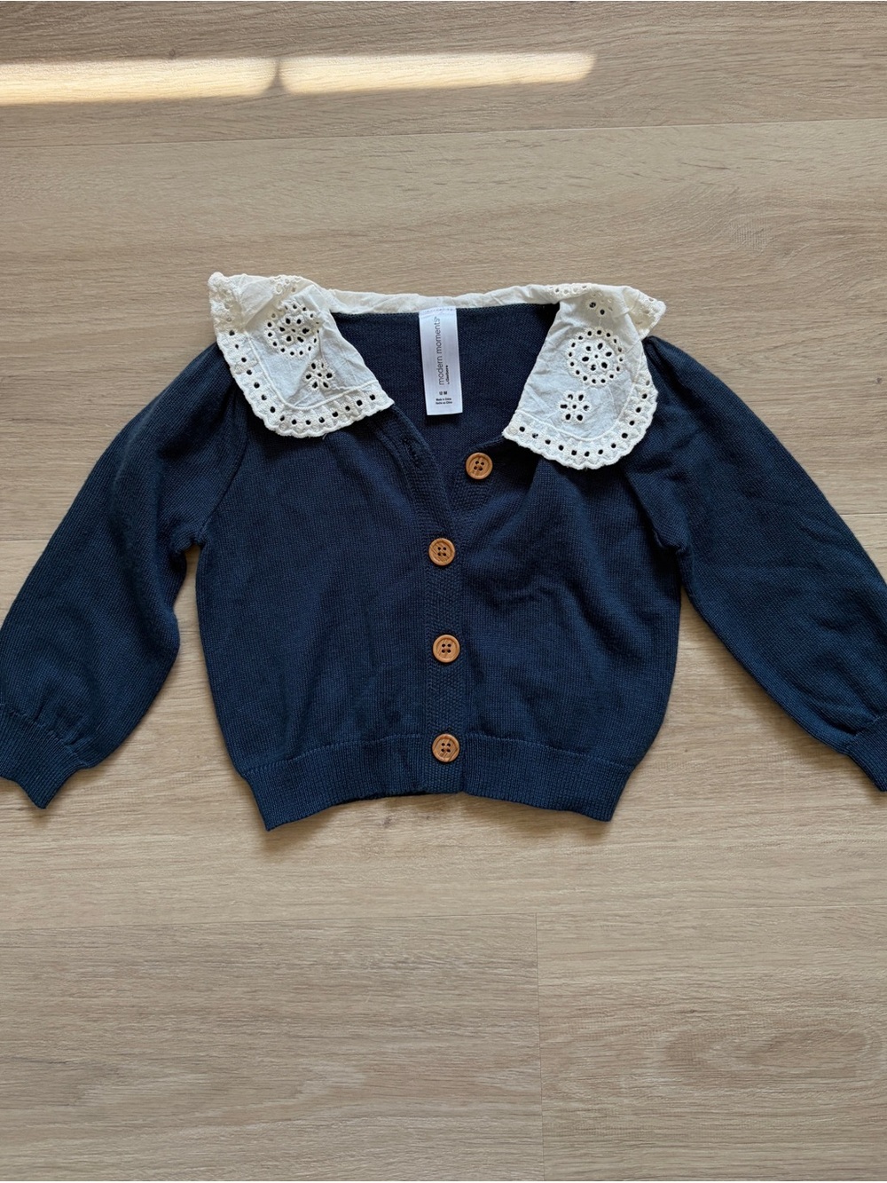 Modern Moments Navy Eyelet Collar Sweater 12M